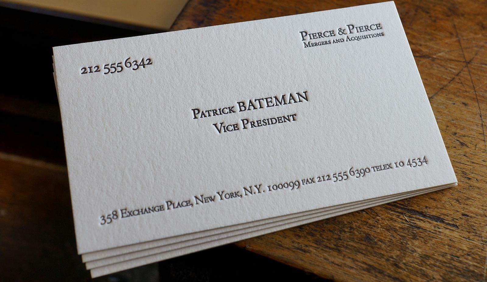 The Patrick Bateman Hoban Cards The Patrick Bateman Hoban Cards